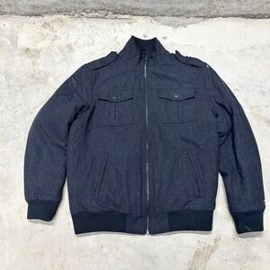 Fox Jacket Mens XL Full Zip Wool Blend Moto Military‎ Gray Outerwear Coat